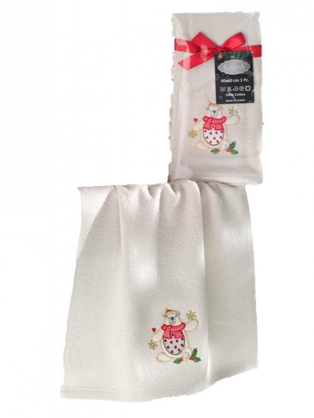 Ręcznik bawełniany haftowany NOEL v1 40x60 3168 wz. Cream