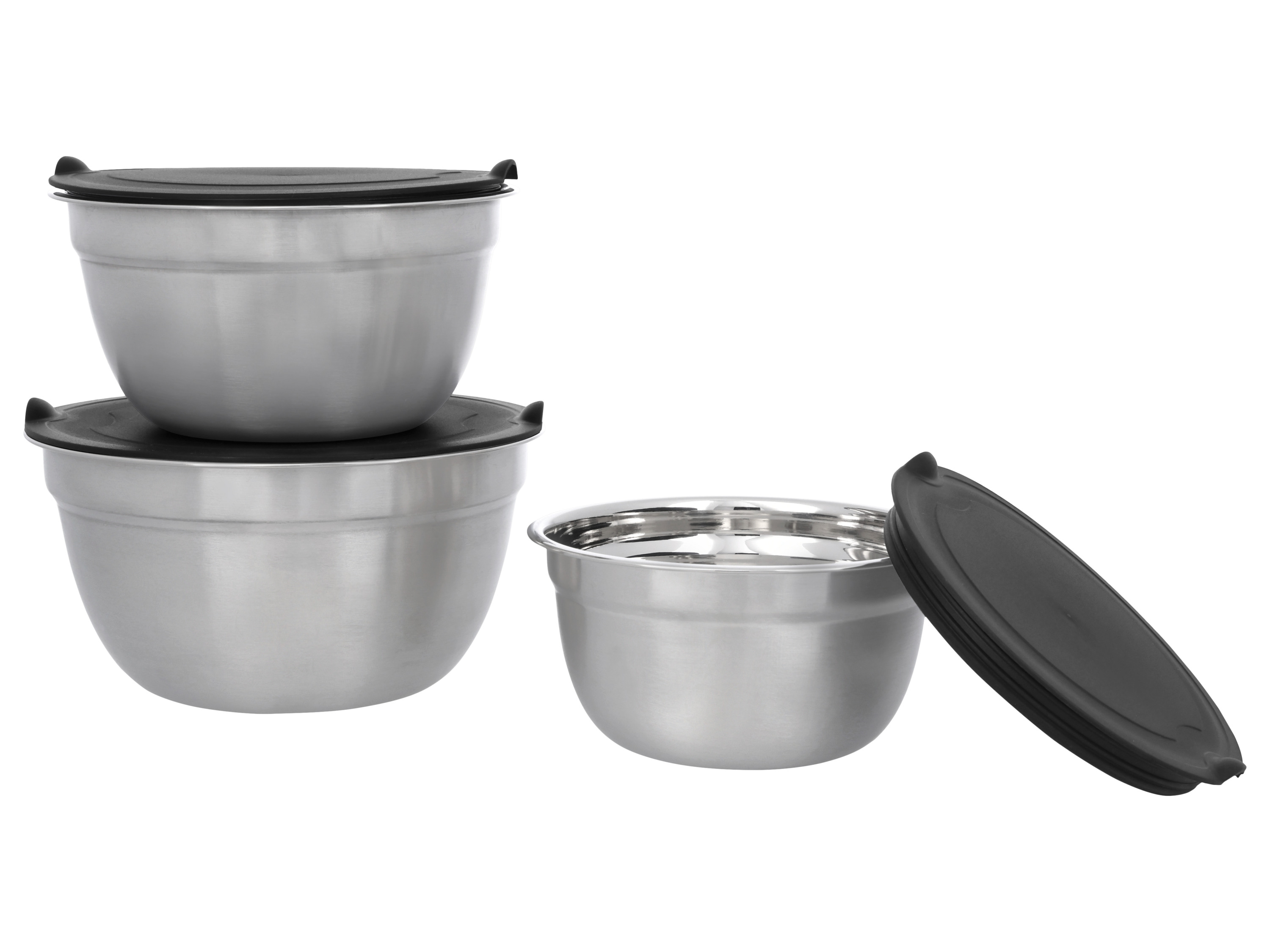 Silvercrest Zestaw misek ze stali nierdzewnej, 3 sztuki.