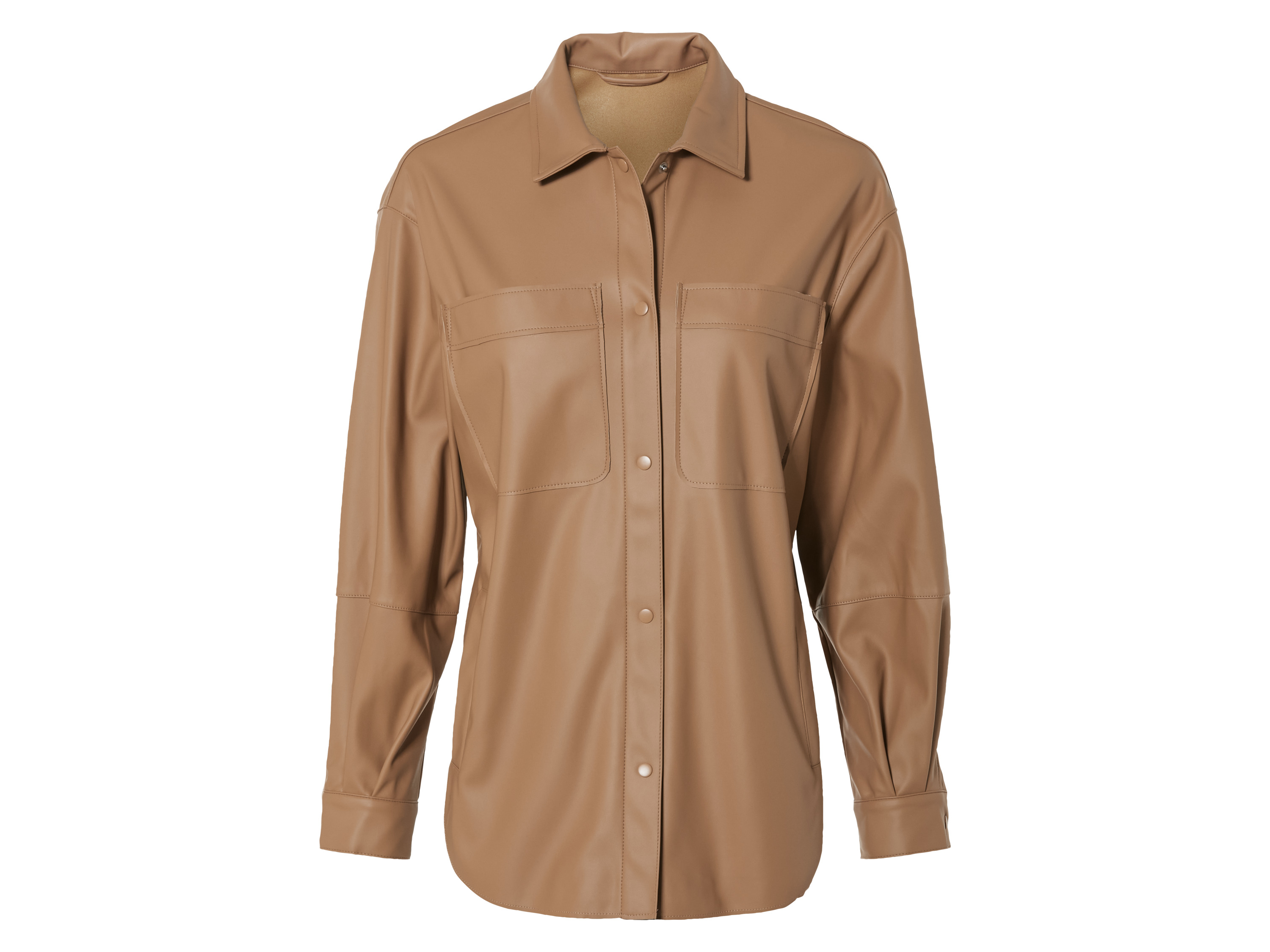 esmara Koszula damska oversize o wyglądzie skóry XS 32/34, Brązowy