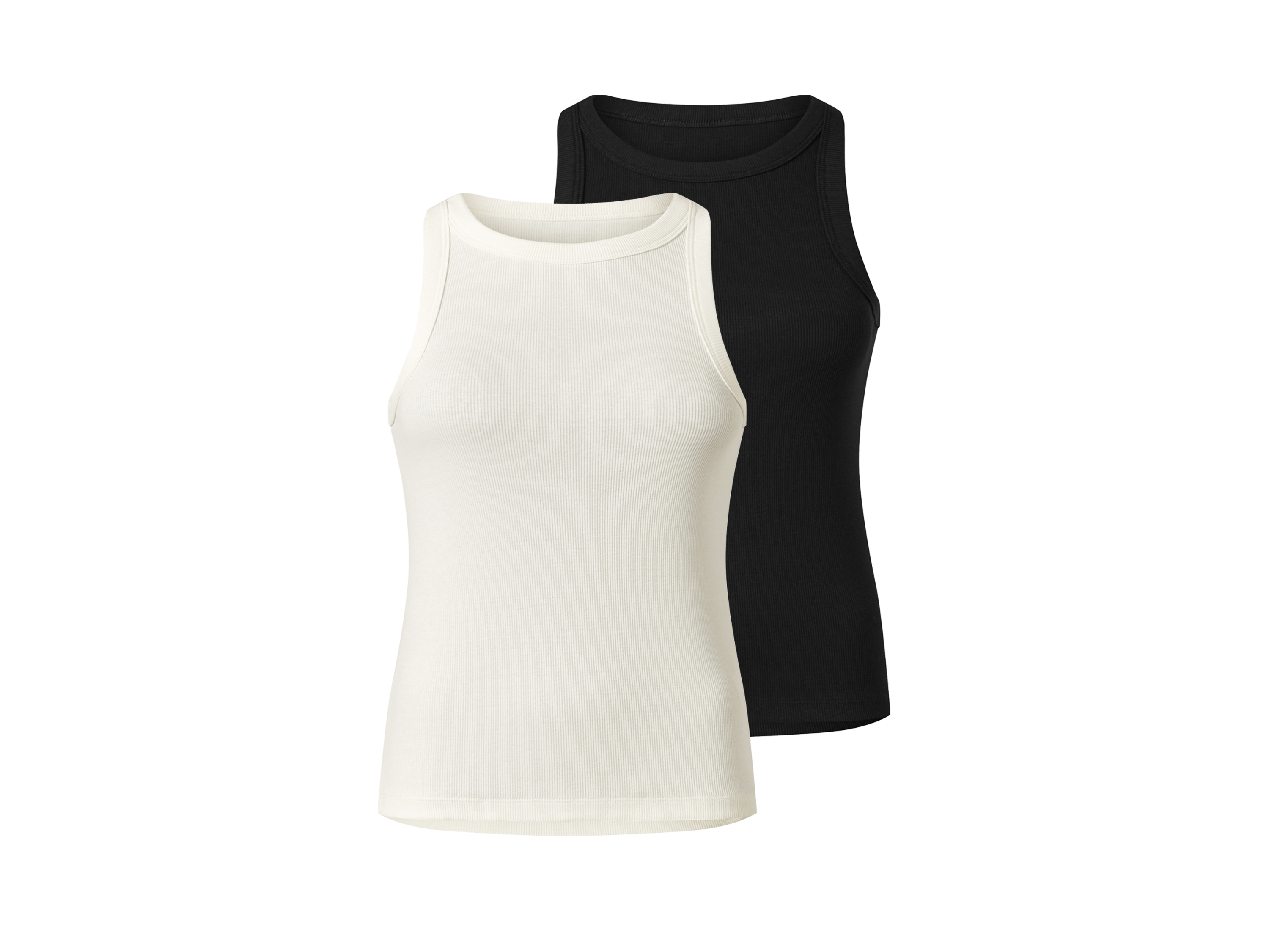 esmara Topy damskie z bawełną, 2 sztuki Czarny / biały, S 36-38