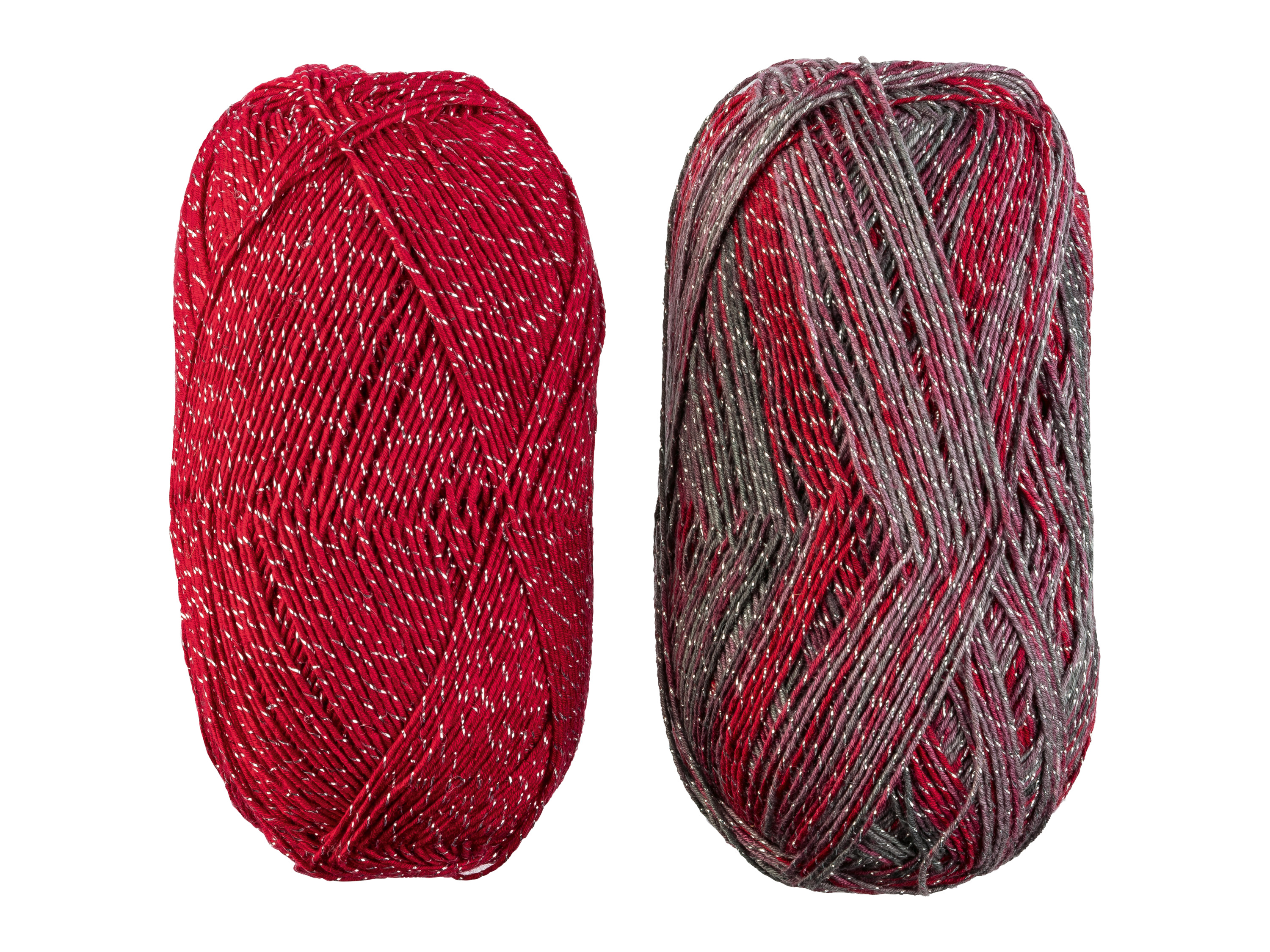 crelando Włóczka brokatowa na skarpetki, 2 sztuki Czerwony