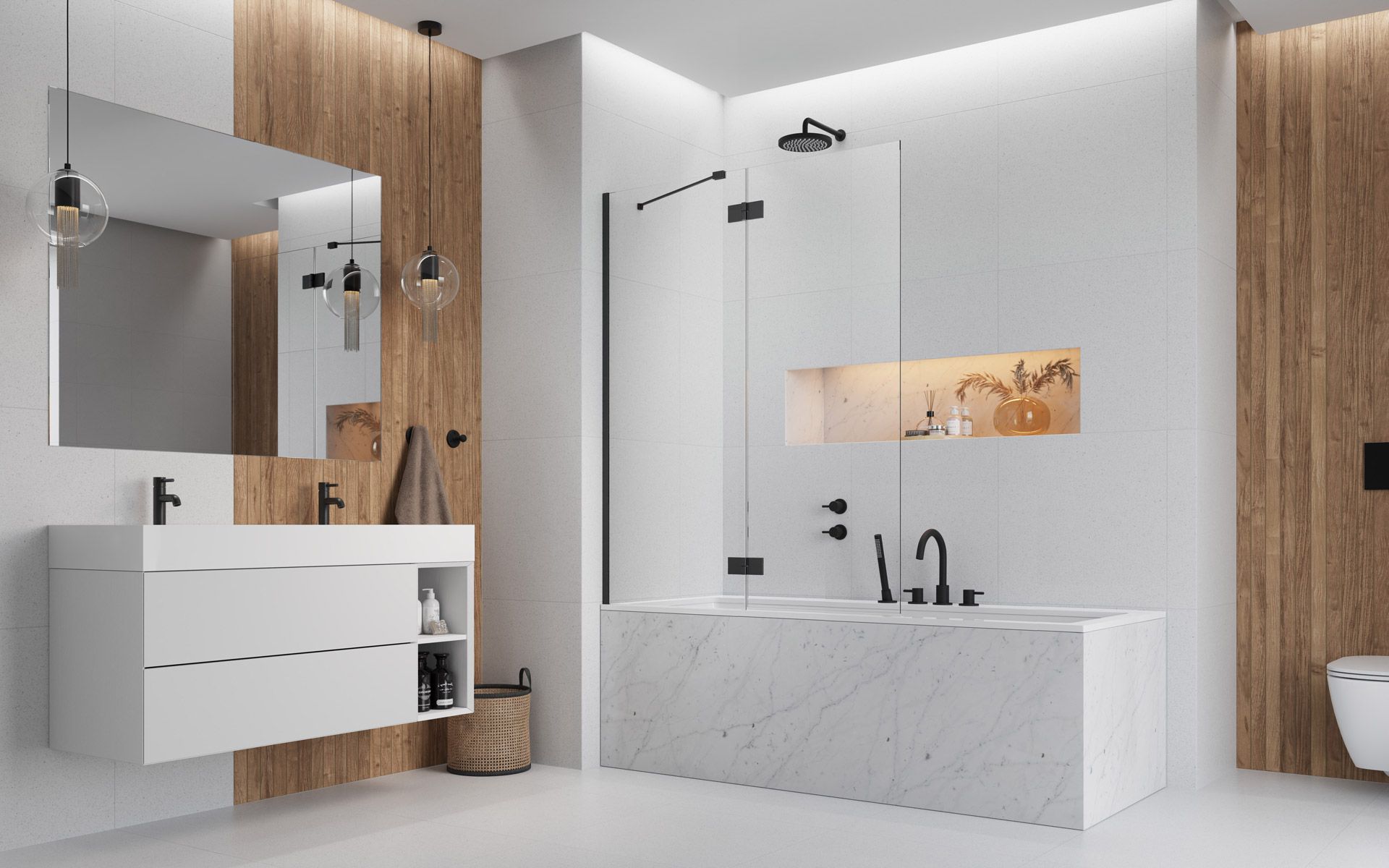 Darmowa Dostawa - Parawan nawannowy dwuczęściowy Radaway Essenza New Black PND II 1100021105401L