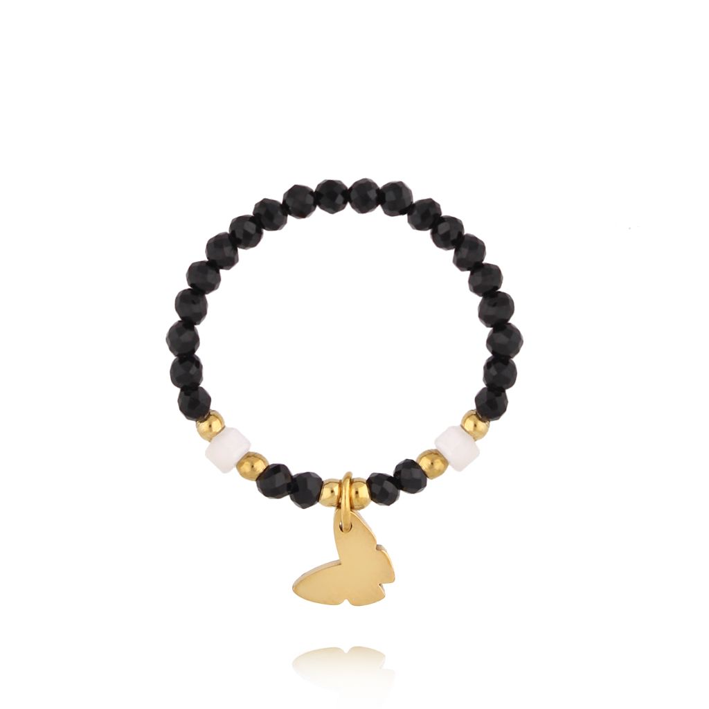 Pierścionek z turmalinami i motylkiem - By Dziubeka