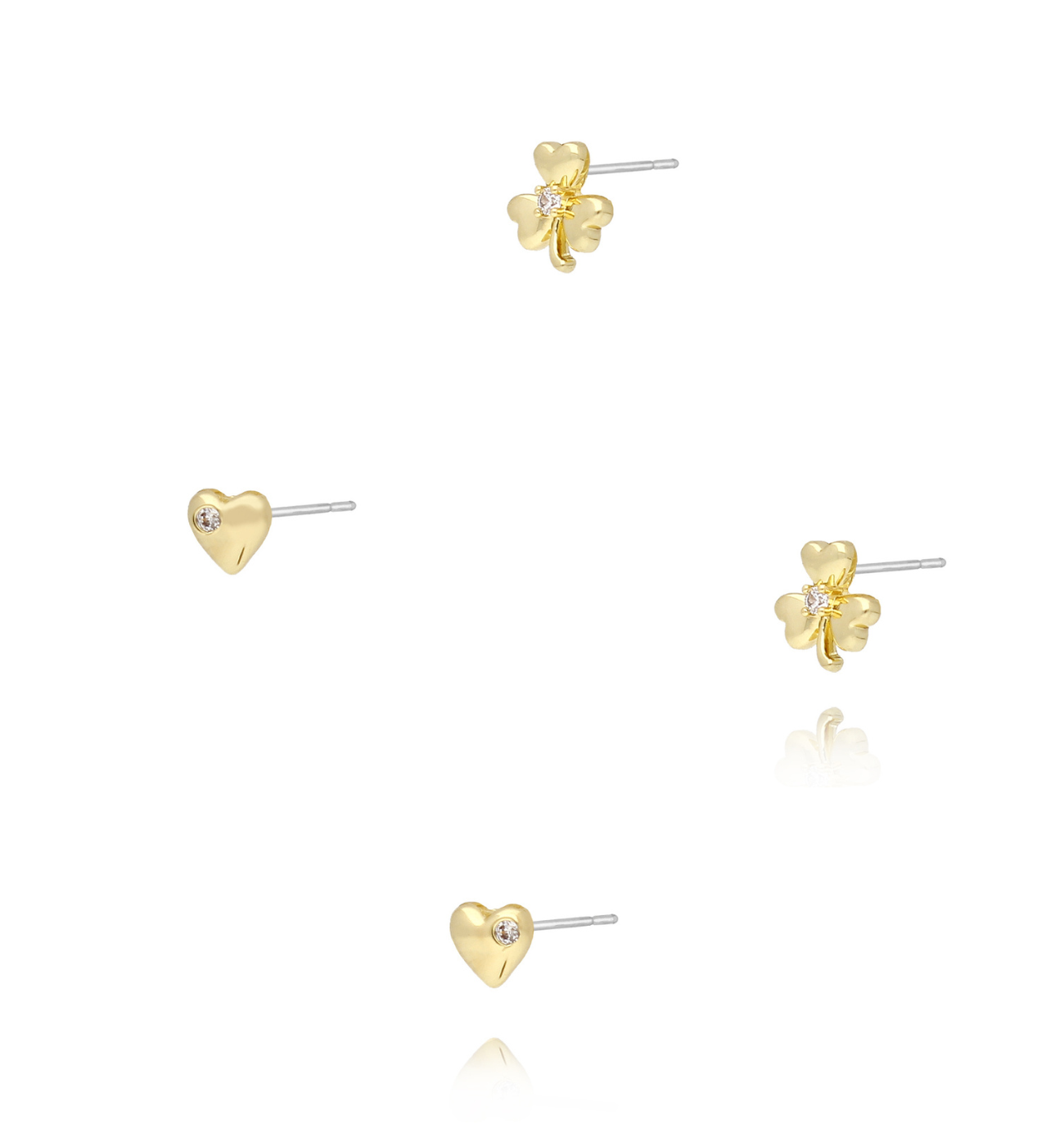 Zestaw kolczyków z sercami i koniczynkami KLU0055 - By Dziubeka