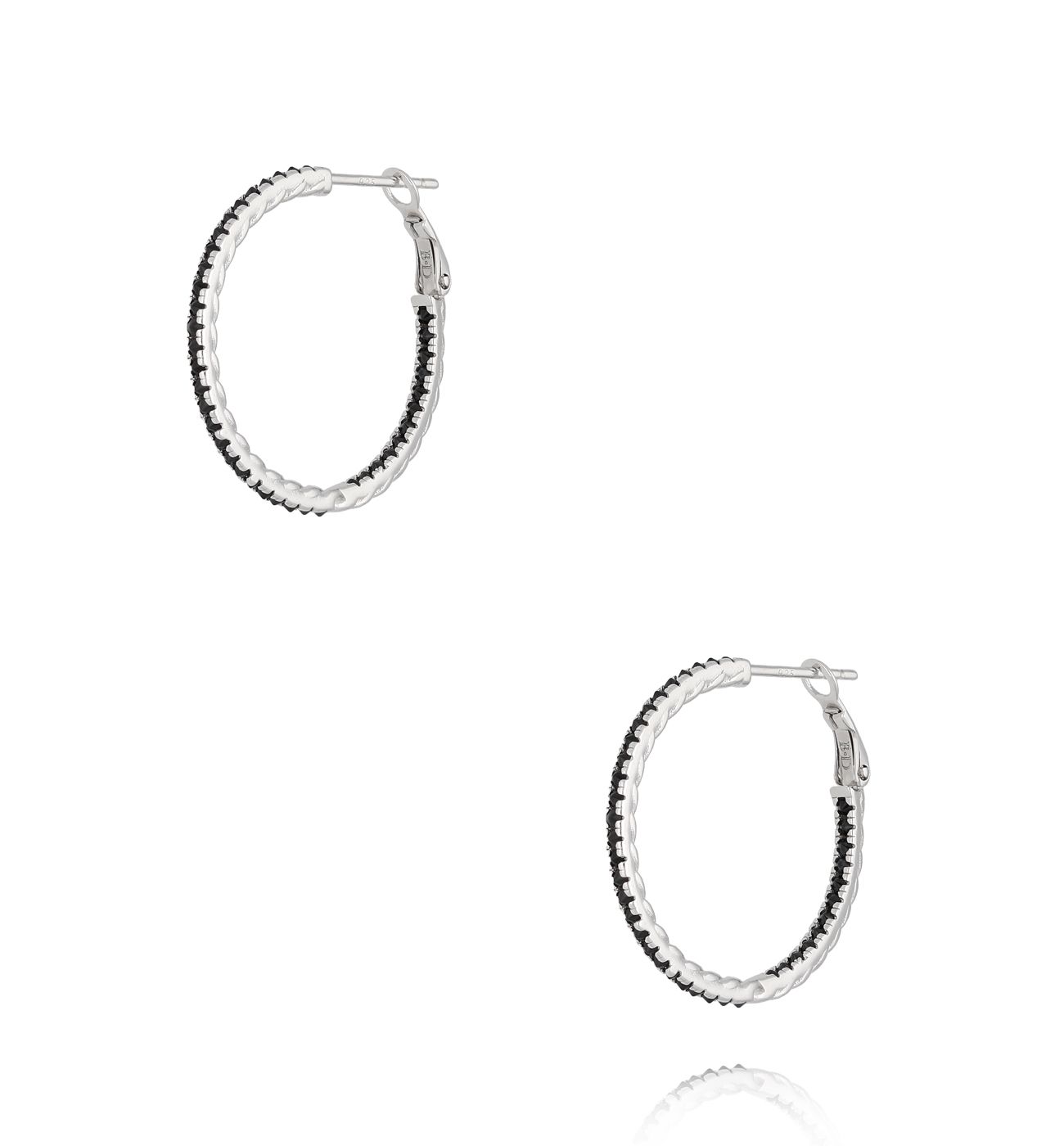 Kolczyki koła srebrne z czarnymi cyrkoniami KLT0003 - By Dziubeka