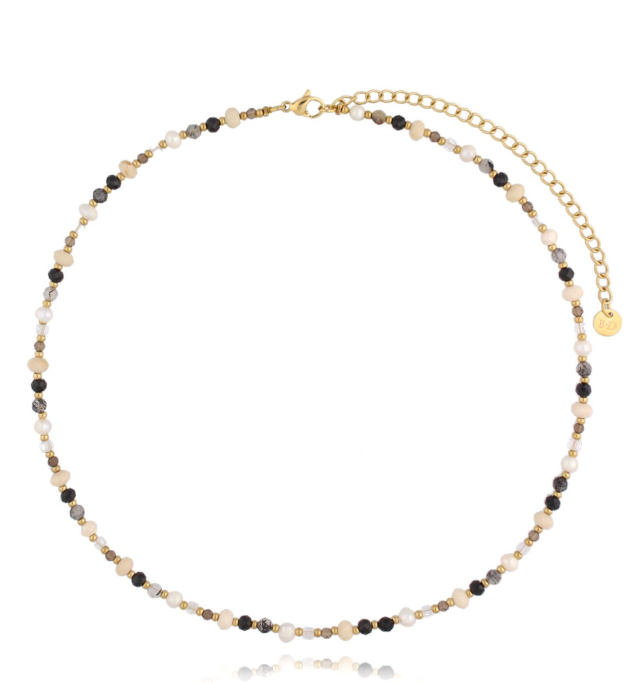 Naszyjnik beżowy z kamieniami naturalnymi Latifa NSC0365