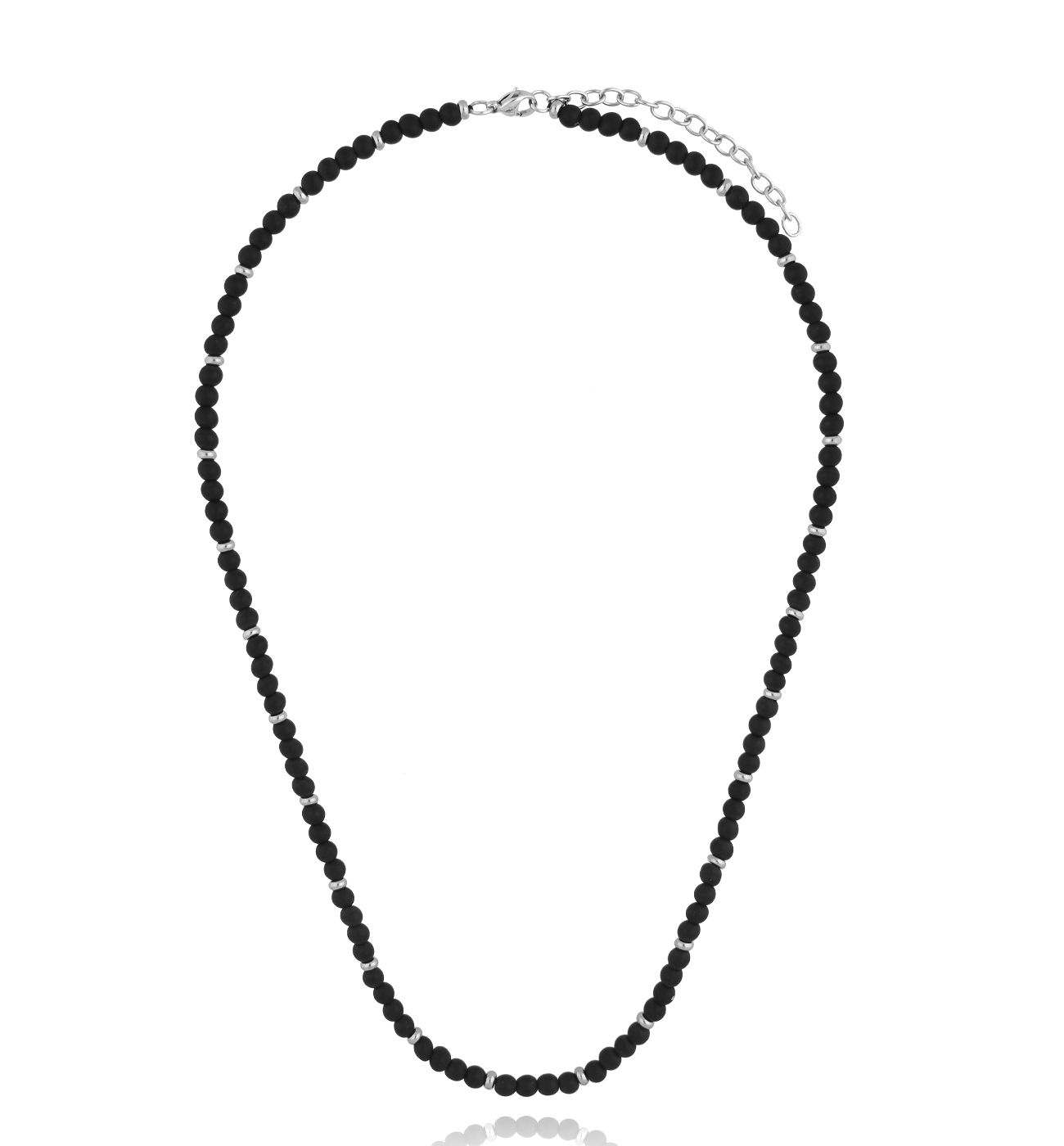 Naszyjnik męski czarny z agatami NMITC0183