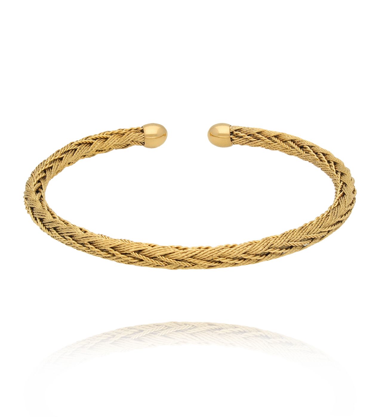 Bransoletka obręcz okrągła złota z plecionki BSY0448