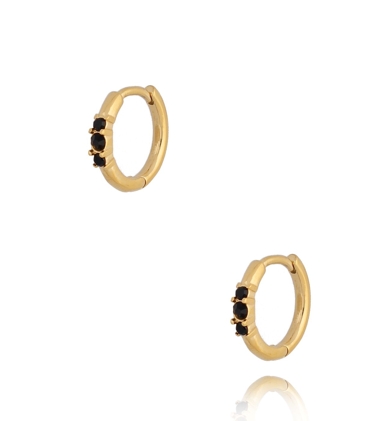 Kolczyki koła złote z czarnymi cyrkoniami Brasília KSA0728