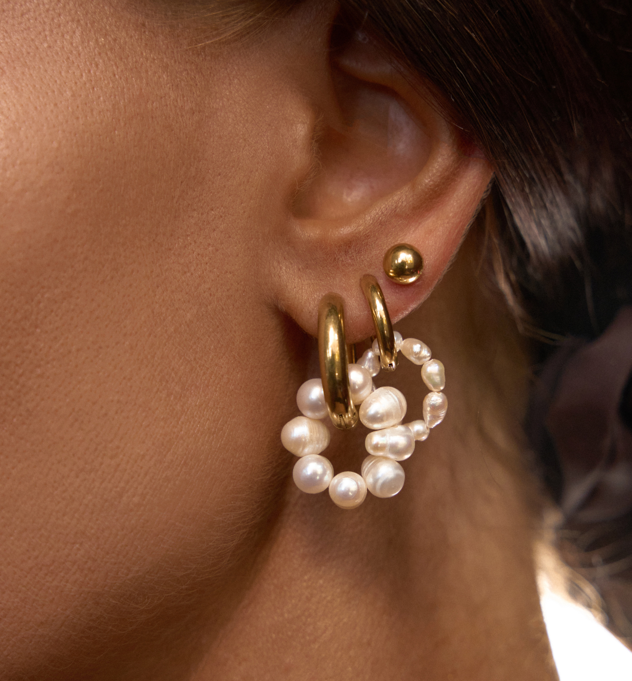 Kolczyki koła z perłami Male - By Dziubeka