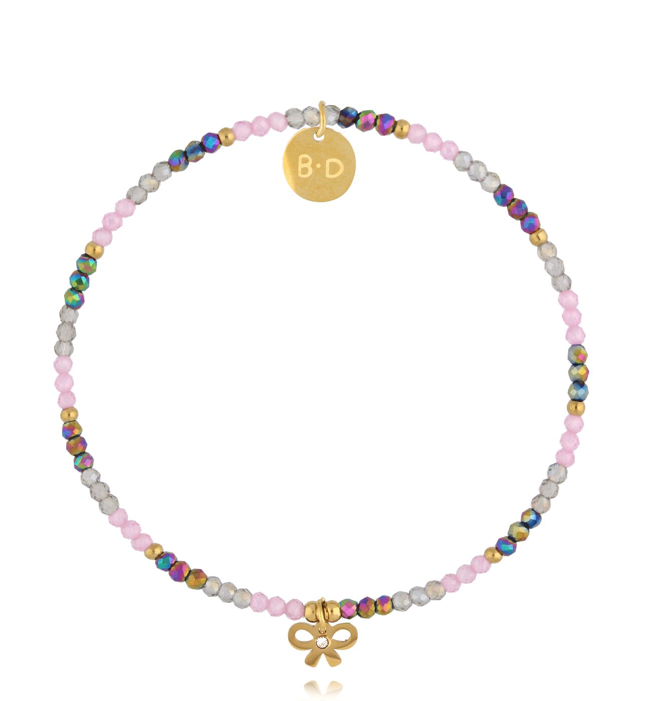 Bransoletka z cyrkoniami i kokardką - By Dziubeka