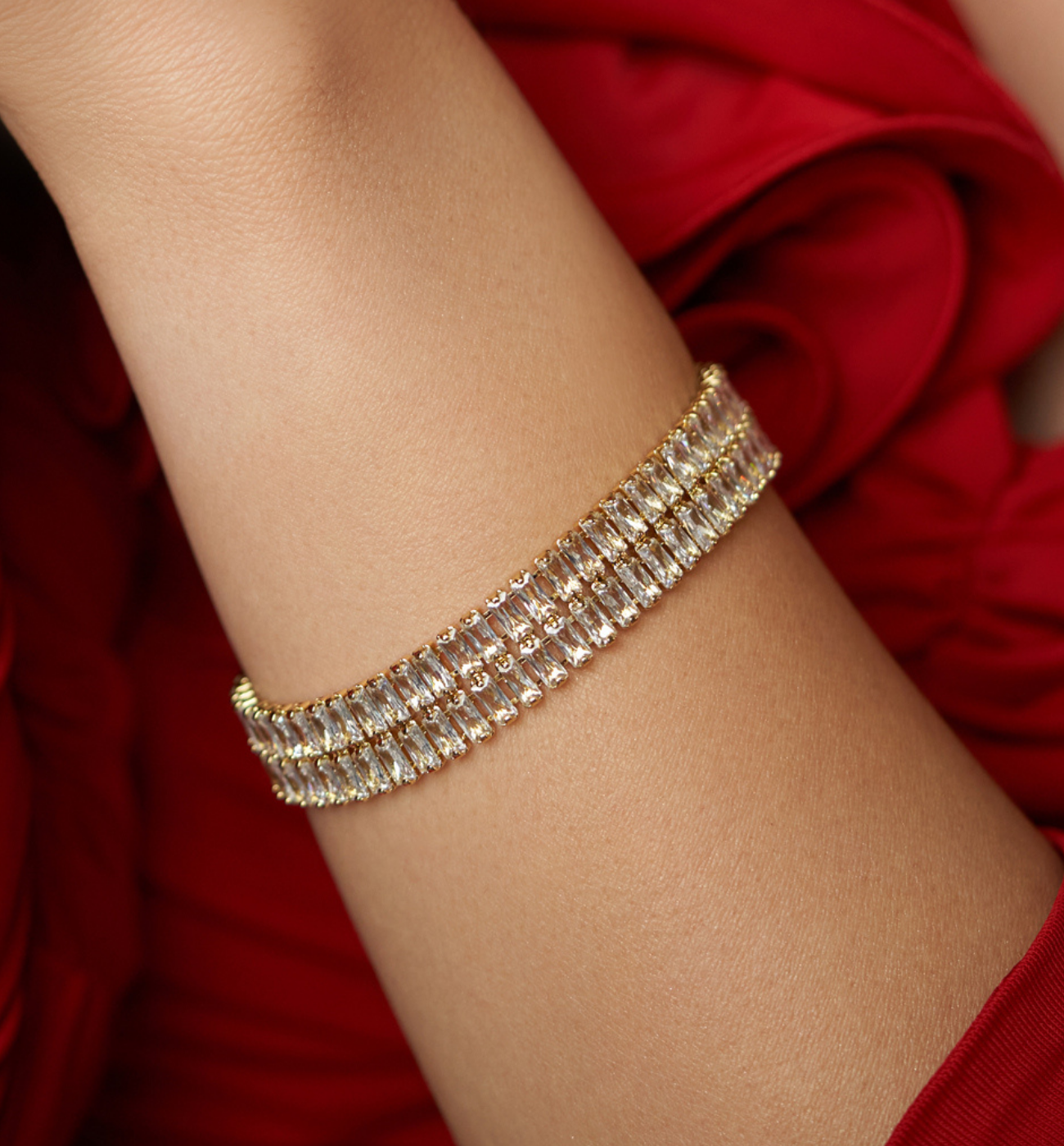 Bransoletka z kryształkami podwójna Mariah BSS0100 - By Dziubeka