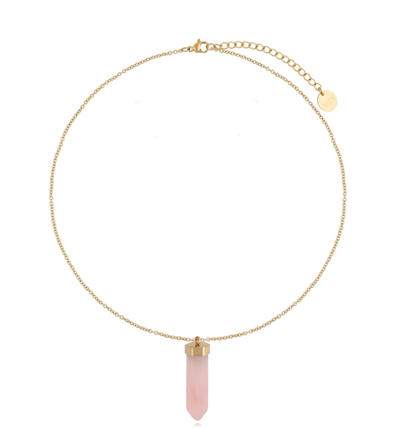 Naszyjnik złoty z kwarcem różowym Go Get It 38 cm NSA0496
