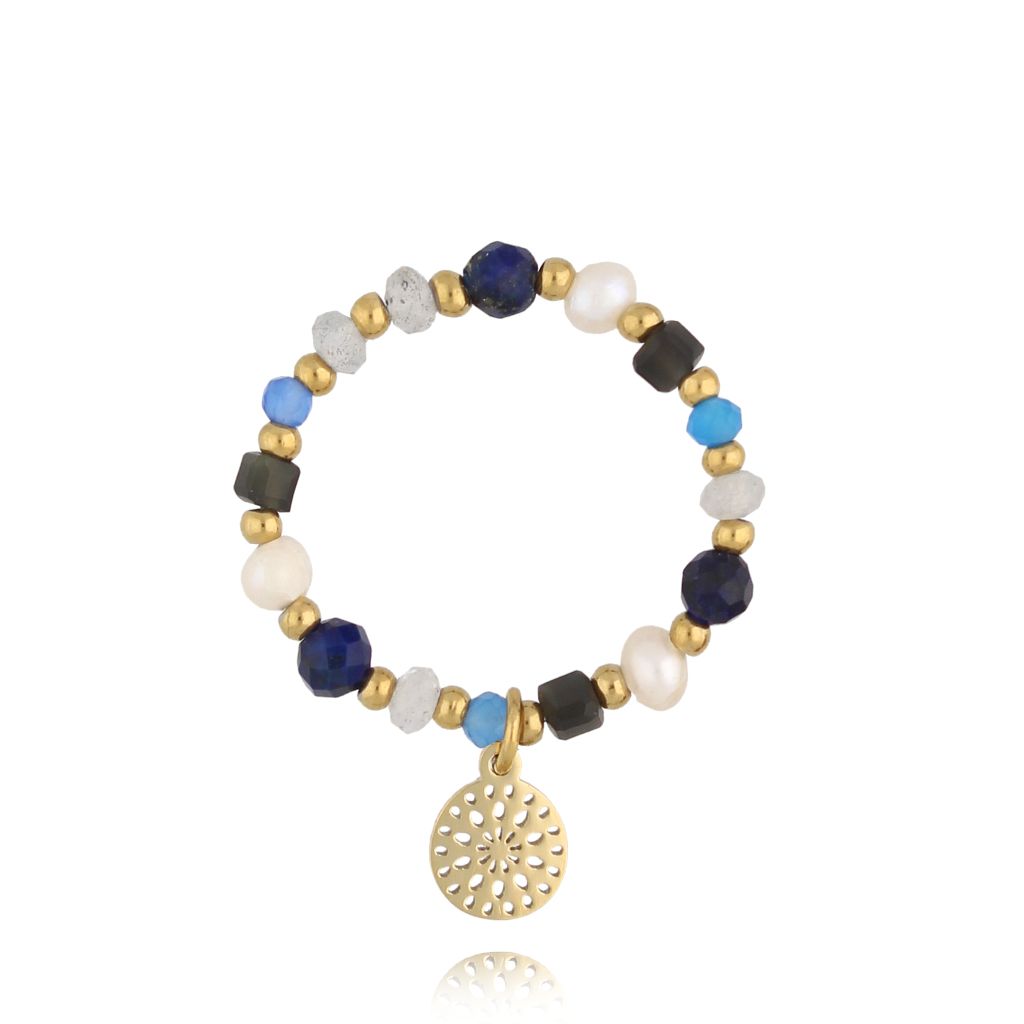 Pierścionek granatowy z kamieniami naturalnymi Latifa PSC0567