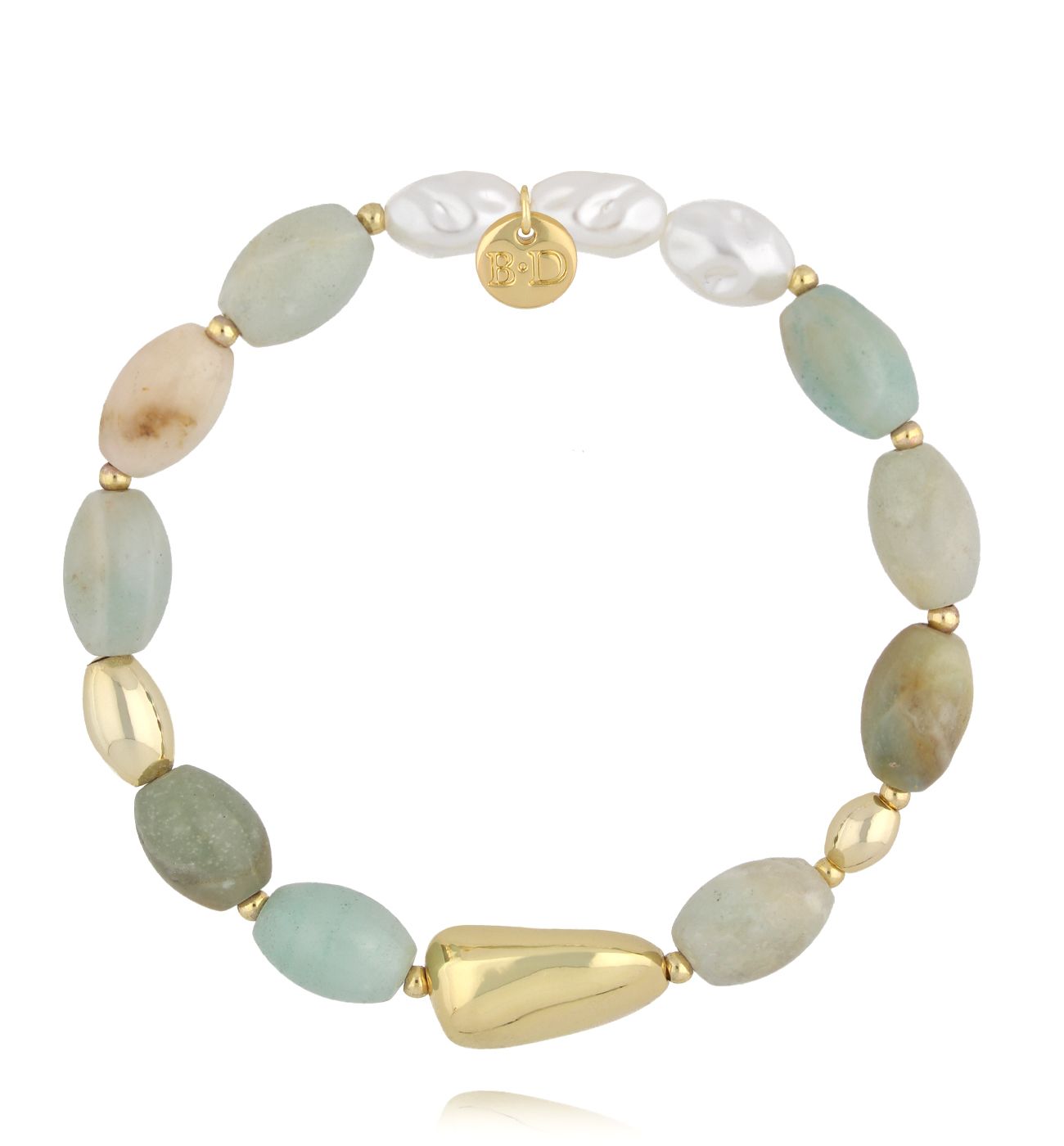 Bransoletka z amazonitów i pereł - By Dziubeka