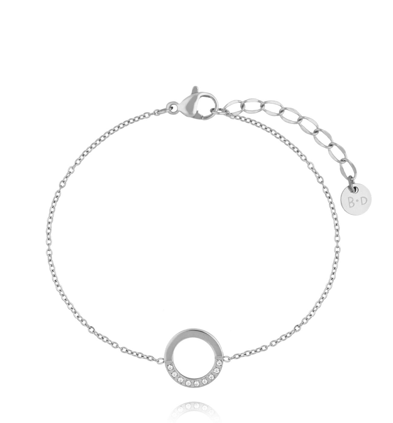 Bransoletka srebrna, kółeczko z cyrkoniami BSY0412 - By Dziubeka