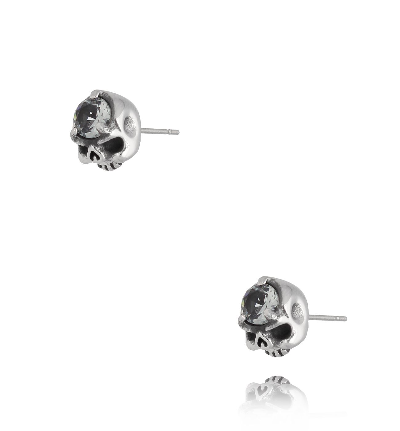 Kolczyki wkrętki z czaszkami i kryształami KMITC0112