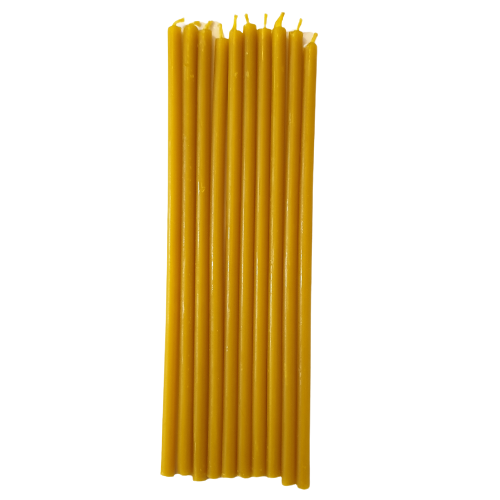 Świeca cerkiewna z wosku pszczelego 17x0,5cm - żółta (kolor naturalny) 10 sztuk