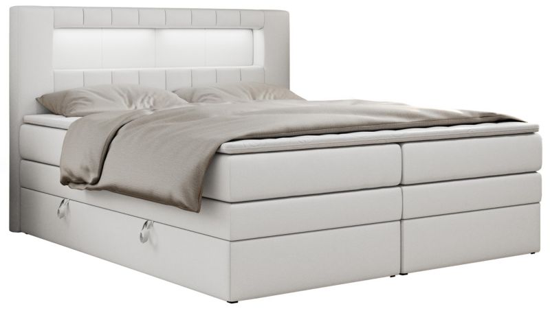 Łóżko kontynentalne MKS Meble GOLD 5 KING 140x200 H3 Biały ecoskóra 1szt.