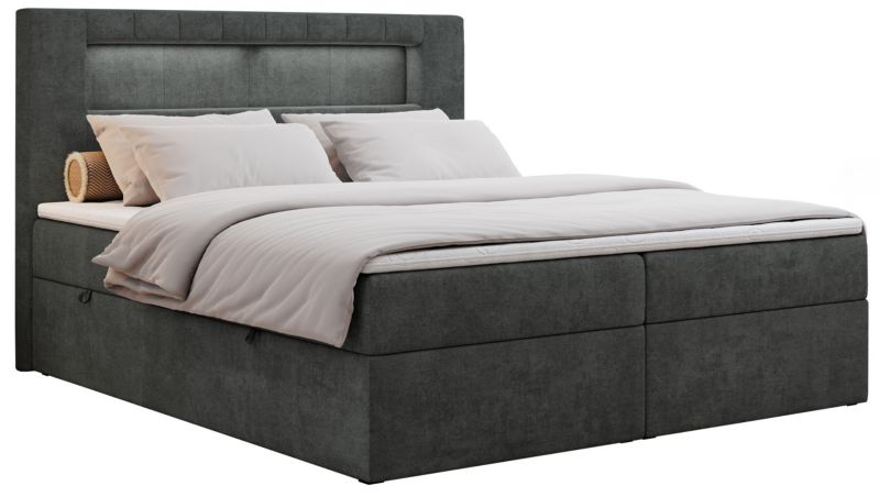 Łóżko kontynentalne MKS Meble GOLD 5 140x200 H4 Ciemnoszary struktura 1szt.