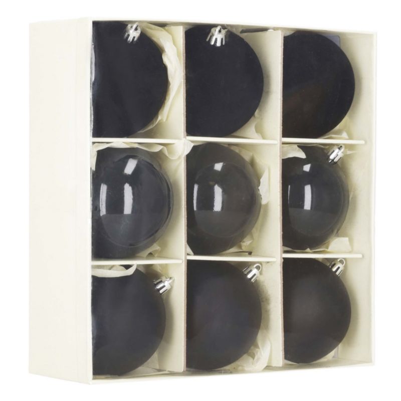 Bombki choinkowe, zestaw 9 szt. Springos dekoracji do stroika 8,5 cm nietłukące, czarne 1 kpl.