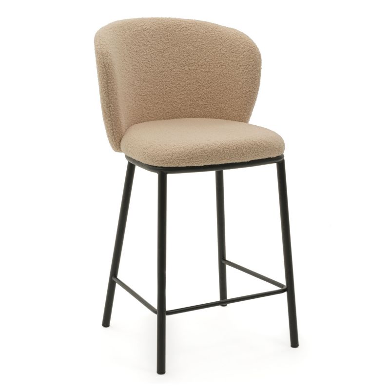 Hoker barowy tapicerowany New Home BARI ciemnobeżowy boucle teddy 1 szt.