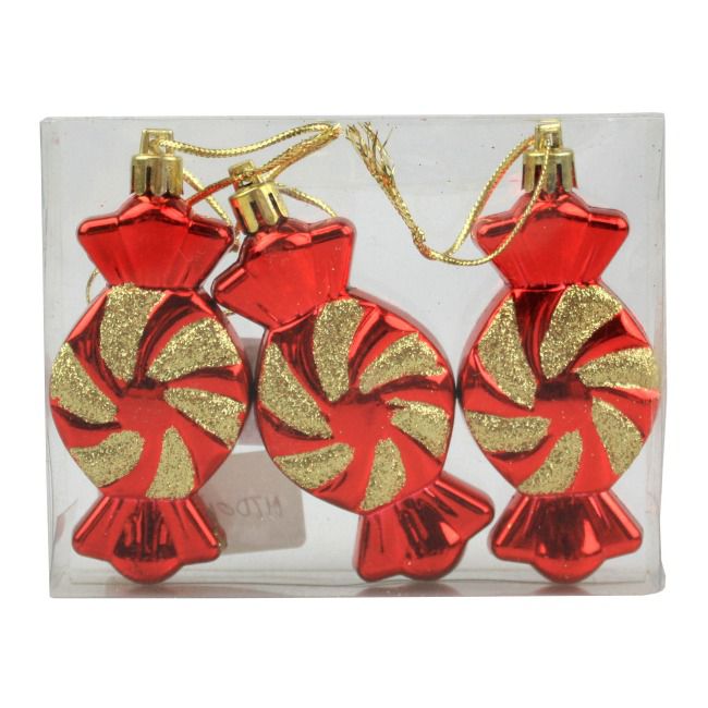 Bombki cukierki 8,5 cm 3 szt.