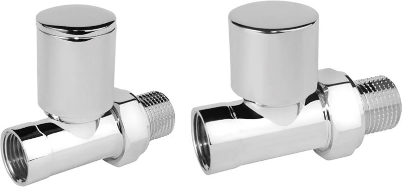 Zestaw zaworów grzejnikowych prosty chrom