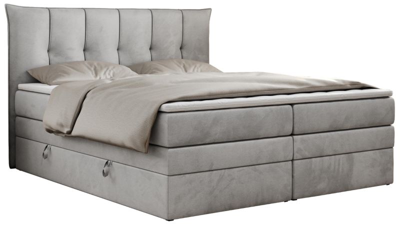 Łóżko kontynentalne MKS Meble PREMIUM 10 KING 140x200 H3 Jasnoszary welvet 1szt.