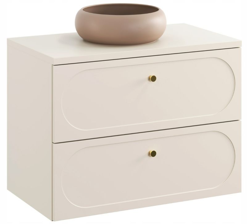 Szafka pod umywalkę Furnidea 80 cm beż piaskowy Donna Sand z umywalką 1 szt.