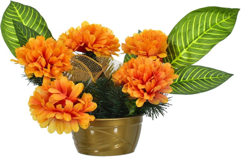 Kompozycja 5 chryzantem Jumi w donicy herbaciane