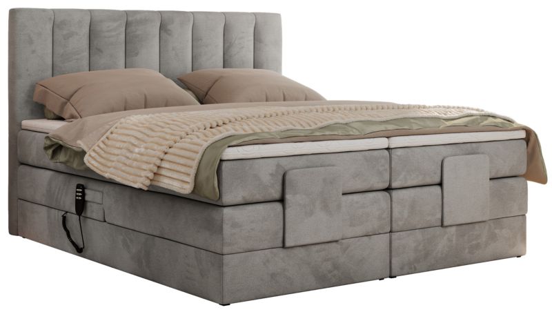 Łóżko kontynentalne MKS Meble COMFORTO 160x200 H3 Jasnoszary welvet 1szt