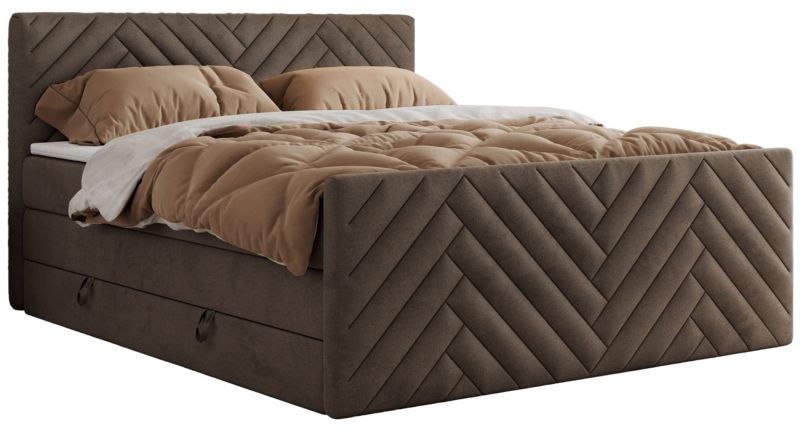 Łóżko kontynentalne MKS Meble PARIS KING DUO 160x200 H3 Brązowy welvet 1szt.