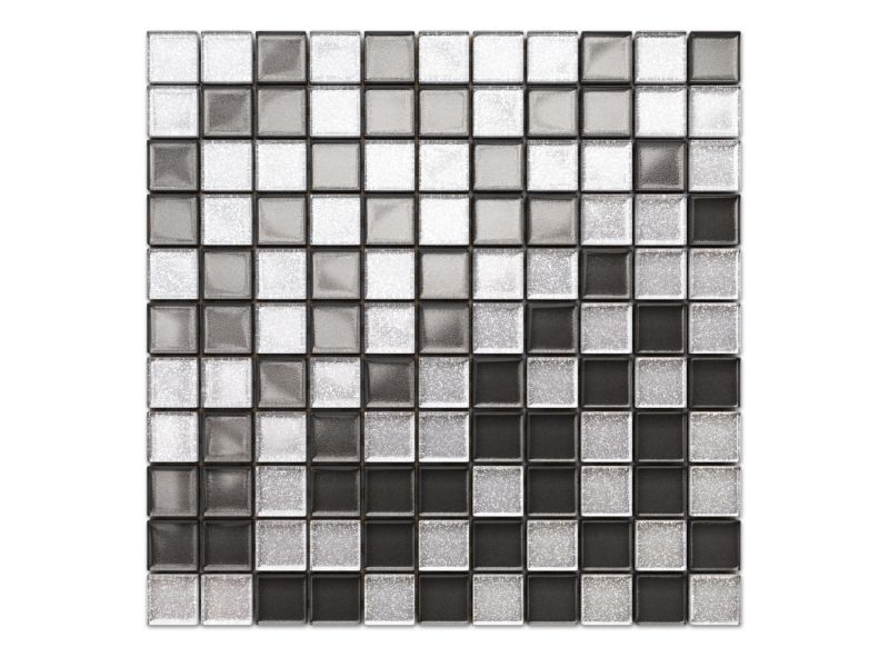 Mozaika szklana Ilcom grafit silver brokat mix 30x30cm 1 szt.