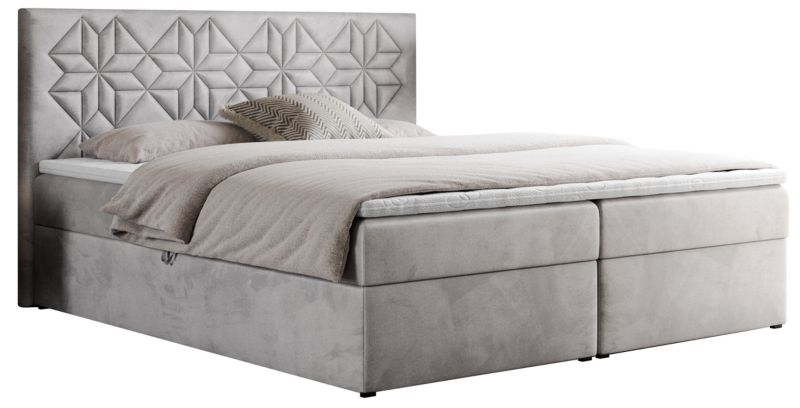 Łóżko kontynentalne MKS Meble LEILA 120x200 H4 Jasnoszary welvet 1szt.