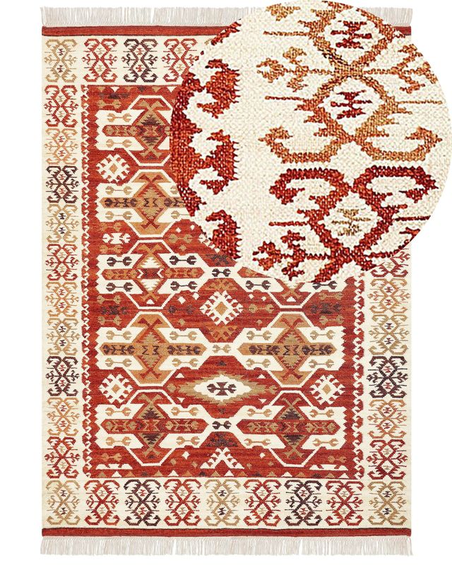 Dywan wełniany kilim 200 x 300 cm wielokolorowy Voskevaz 1 szt.
