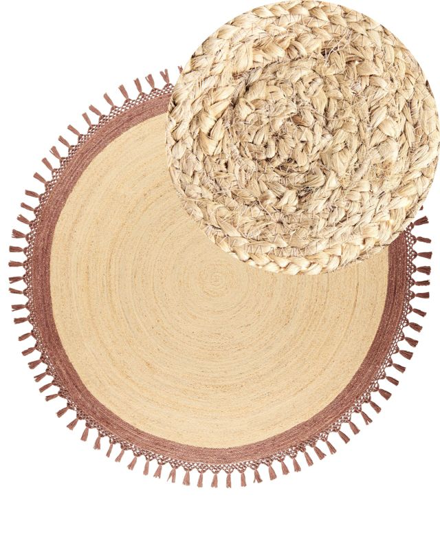 Dywan okrągły z juty 200 cm beżowy z brązowym Marts 1 szt.