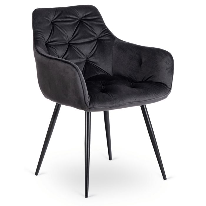 Krzesło Tapicerowane Welurowe Do Salonu Jadalni Kuchenne Czarne MODESTO
