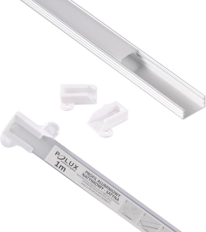 Zestaw Polux profil natynkowy do taśm LED 1 m satynowy