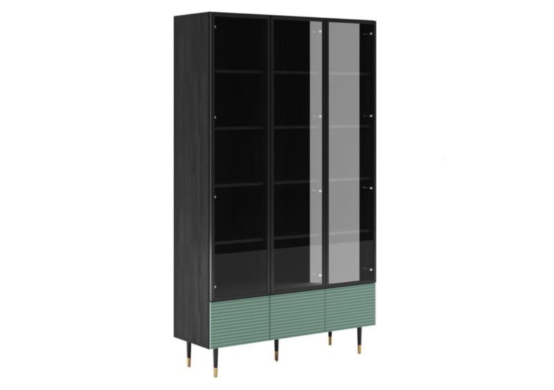 Nowoczesna trzydrzwiowa witryna IMPERIO pistacjowa do salonu