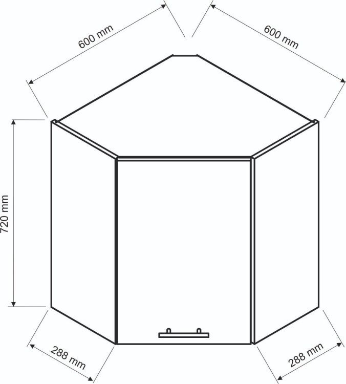 Szafka kuchenna narożna 60 Stolkar NATALIA WR P/L jasnoszara mat 1 szt