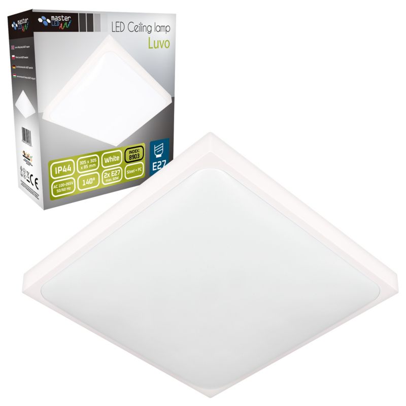 Plafon MasterLED Luvo 2xE27 Kwadratowy Biały IP44 1 szt.