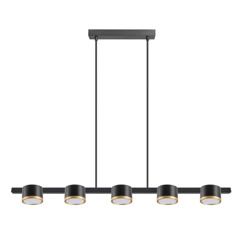 Lampa wisząca Polux Mirella czarna-czarna-złoty oksydowany wym: 100 x 85 x 8,3 cm 5xGX53 x 6W 1 szt.