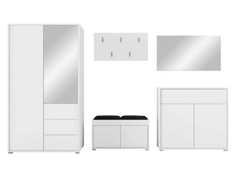 Zestaw MIRJAN 24 do przedpokoju Gesita V biały czarny plusz 1 szt.