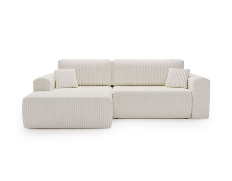 Narożnik Bettso Linea lewy elegancki z funkcją spania i pojemnikiem na pościel biały 1szt.