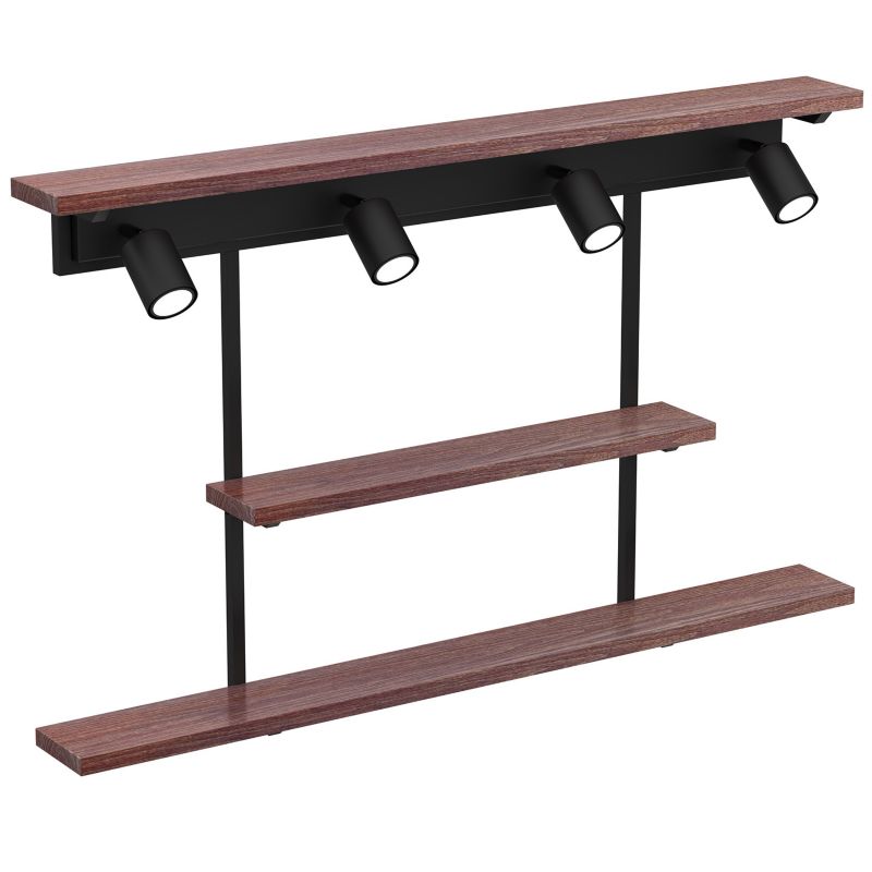 Kinkiet ścienny Luminex Shelf ciemne drewno-czarny mat 4 x GU10 x 8W IP20 wym: 60 x 102 x 12 cm - 1 szt.