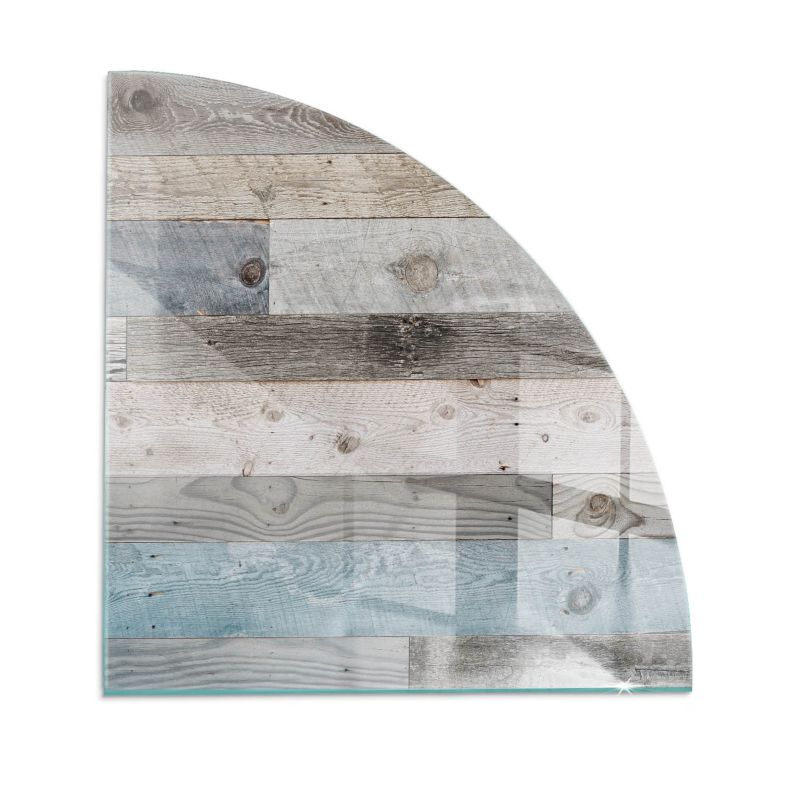 Szklana Podkładka Pod Kominek Ćwiartka Wallfluent 100x100 cm Drewniane deski w wielu tonacjach 1 szt.