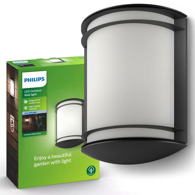 Kinkiet Ogrodowy Philips Lampa Elewacyjna Zewnętrzna LED 6W 600lm 4000K IP44 Czarna 1 szt.