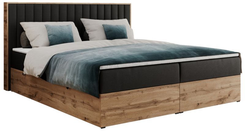 Łóżko kontynentalne MKS Meble ALBERO 4 180x200 H3 Czarny ecoskóra 1szt.