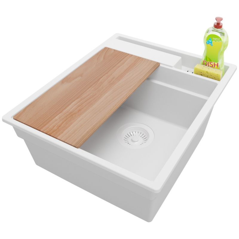 Zlewozmywak Oslo Pocket PRIMAGRAN Nablatowy 43x53cm do szafki od 45cm z Syfonem i Dodatkiem Cały Biały 1 szt.